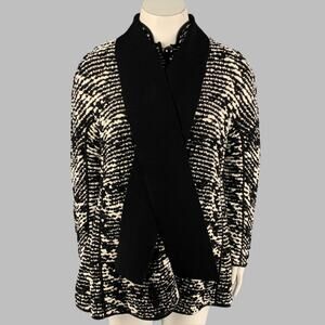 GIORGIO ARMANI Size 10 Black White Viscose Blend Woven Buttoned Coat